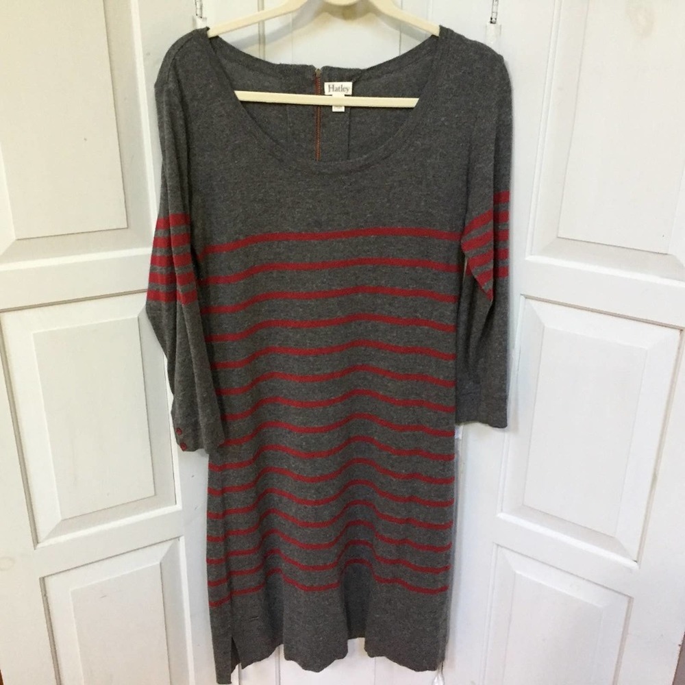 Hatley Gray & Red Striped Knit Dress